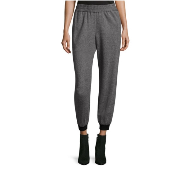 Alice and Olivia Pete Smocked Waist Herringbone Jogger Pants sz L office career - Picture 1 of 11
